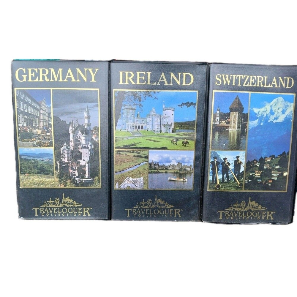 3) Vintage VHS Traveloguer Collection Romantic Germany, Switzerland, Ireland HTF